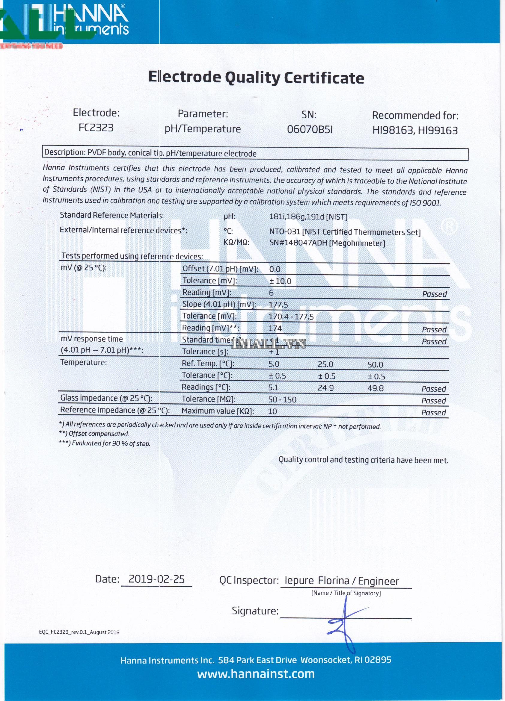 Điện Cực pH Chuyên Cho Các Sản Phẩm Thịt, Cổng Quick DIN HANNA FC2323 (Dùng cho máy HI99163)0