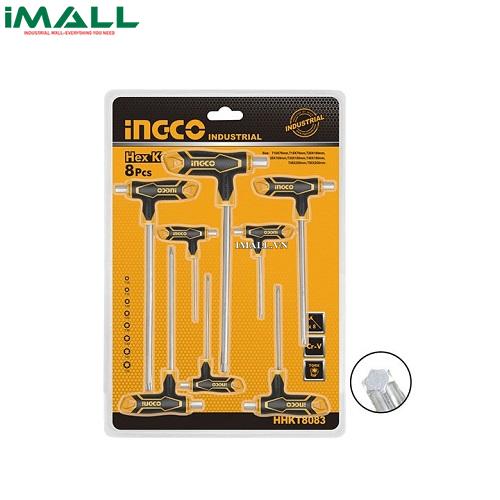 Bộ 8 chìa lục giác (T10-T50) tay cầm chữ T đầu hoa thị INGCO HHKT80830