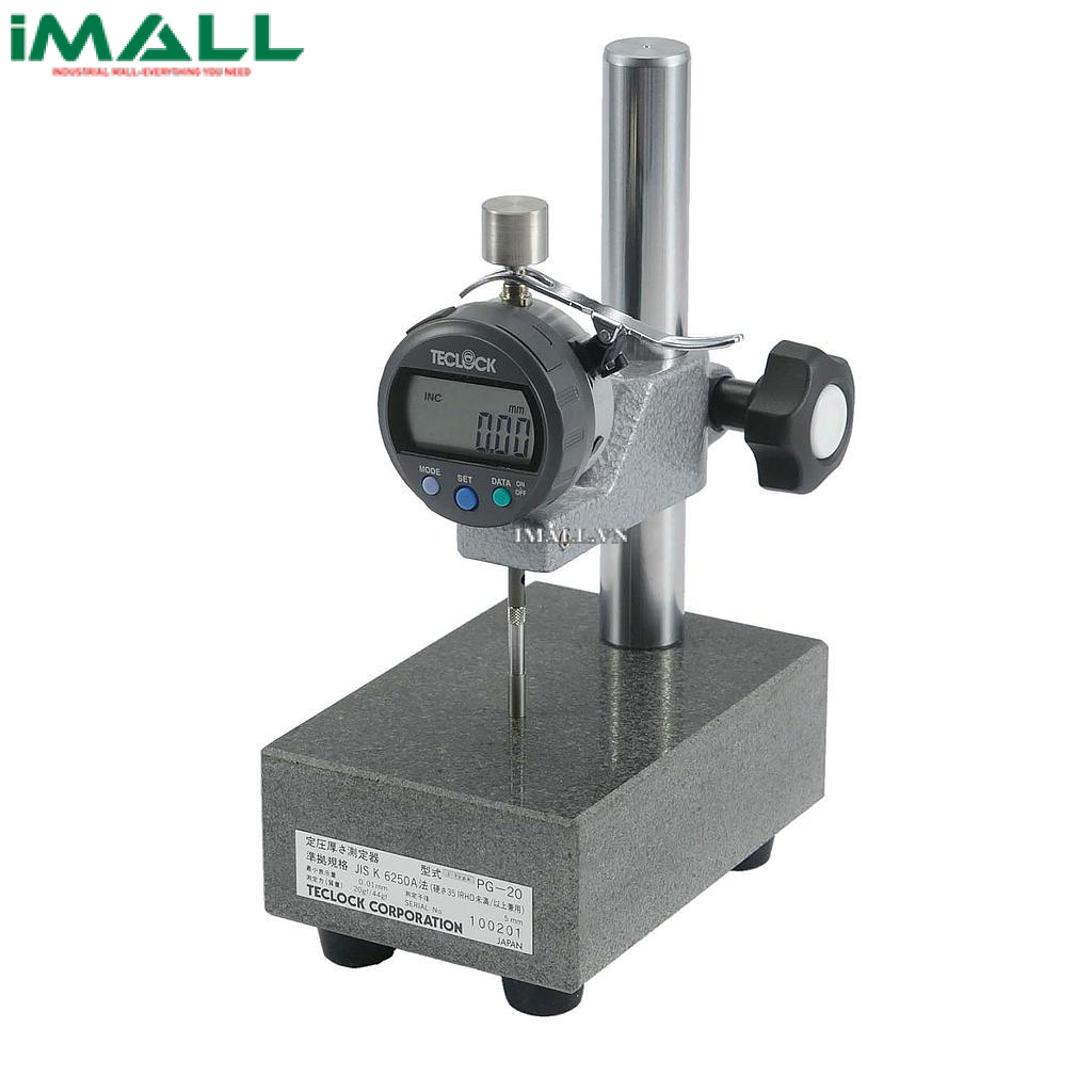 Đồng hồ đo độ dày vật liệu TECLOCK PG-01J (12mm/0.001mm)(Kiểu chân đứng, Áp suất không đổi)