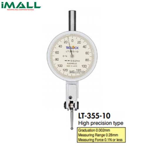Đồng hồ so chân gập TECLOCK LT-355-10 (0.28mm/0.002; Lực đo nhỏ)