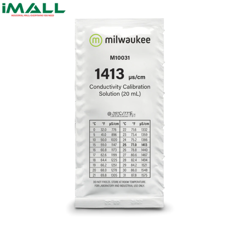 Dung dịch chuẩn EC (1413 us/cm) Milwaukee M10031B (Hộp 25 gói 20ml)