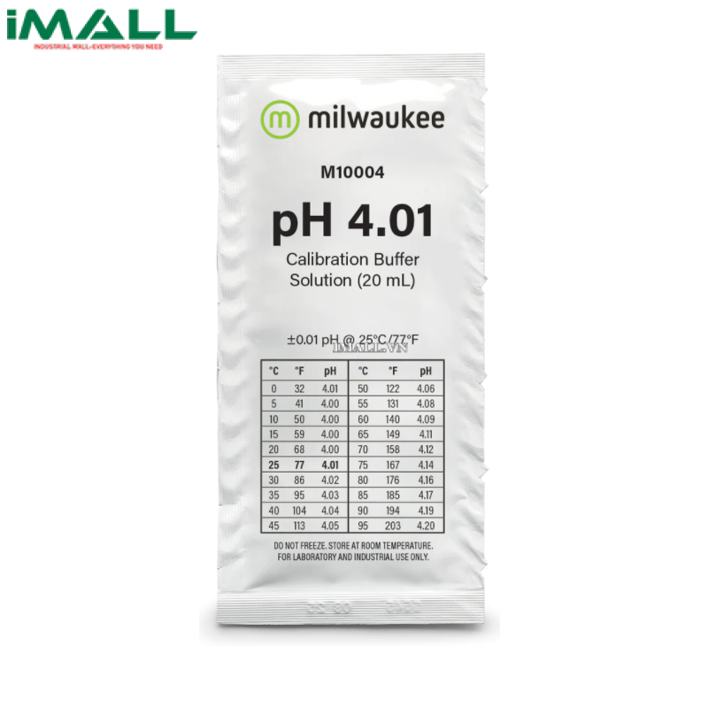 Dung dịch chuẩn pH 4.01 Milwaukee M10004B (Hộp 25 gói 20ml)0