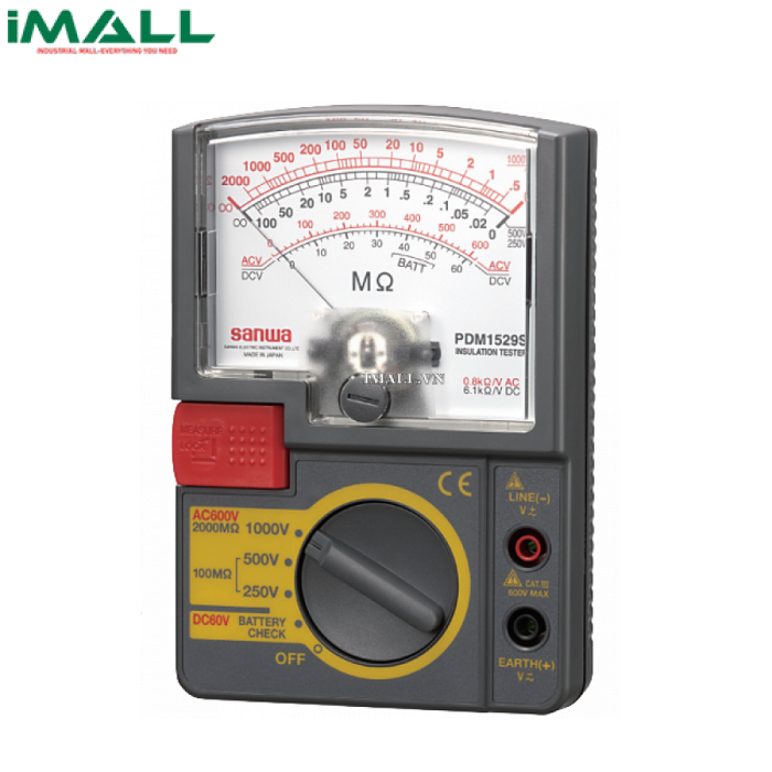 Máy đo điện trở cách điện chỉ thị kim SANWA PDM1529S (250V/500V/1000V, 2000MΩ)0