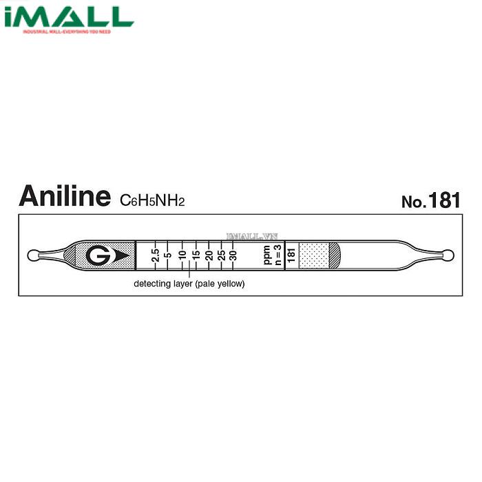 Ống dò đo nhanh Aniline C6H5NH2 Gastec 181 (1,25 ~ 60ppm)0