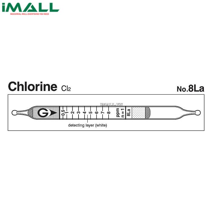 Ống dò đo nhanh Chlorine Cl2 Gastec 8La (0,1 ~ 16ppm)0
