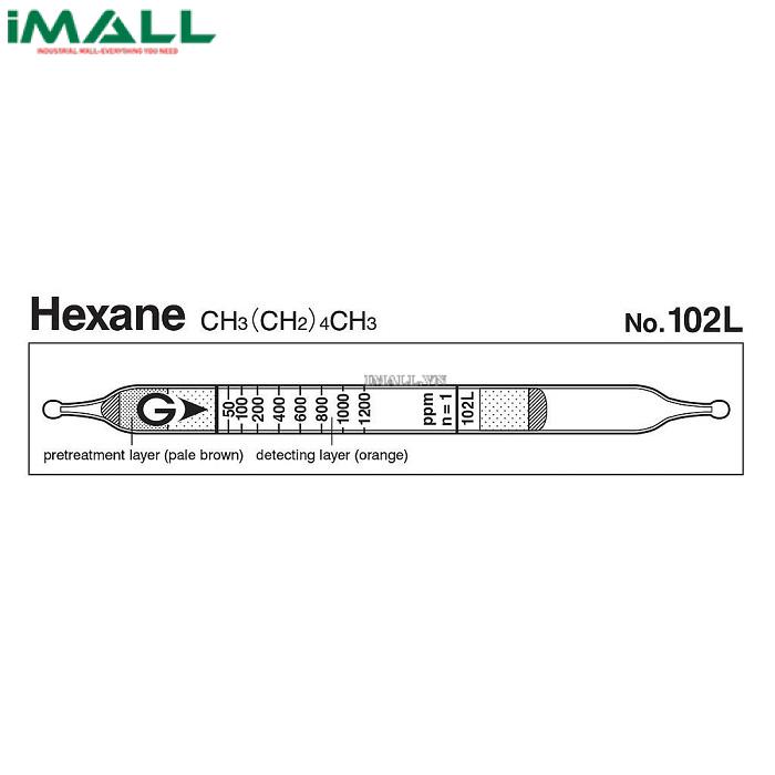 Ống dò đo nhanh Hexane CH3 （CH2） 4CH3 Gastec 102L (4-1200ppm)0