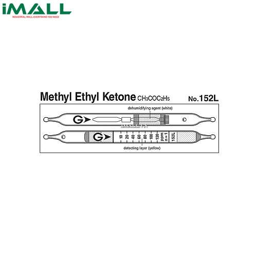 Ống dò đo nhanh Methyl ethyl ketone CH3COC2H5 Gastec 152L (10 ~ 384ppm)0