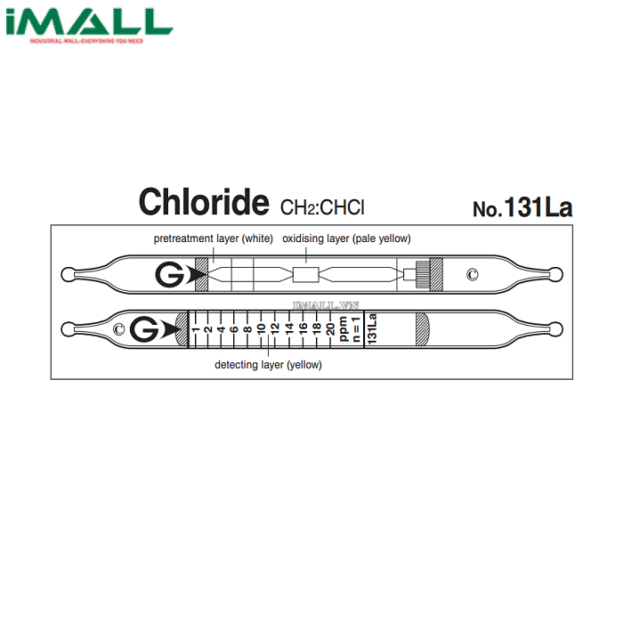 Ống dò đo nhanh Vinylidene clorua CH2: CHCl2 Gastec 131La (0,25 ~ 54 ppm)
