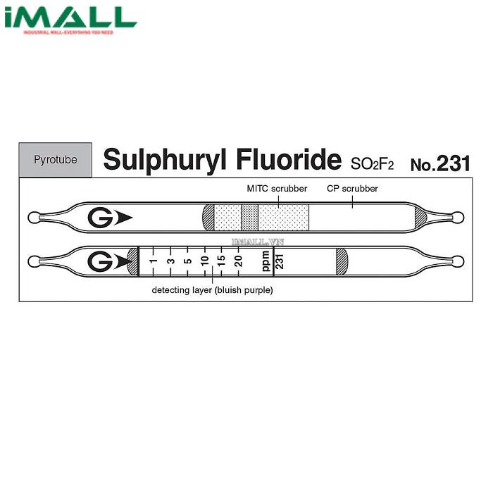 Ống dò Khí Sulphuryl Fluoride SO2F2 Gastec 231 (1 ~ 20 ppm, Pyrotec Pyrolyzer 860)