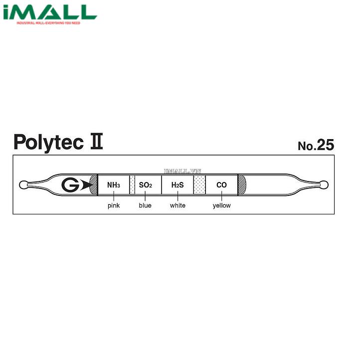 Phân tích định tính Polytec-II Ống Polytec Gastec 25 (NH3, SO2, H2S, CO)0
