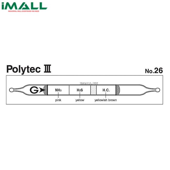 Phân tích định tính Polytec-III Ống Polytec Gastec 26 (NH3, H2S, CnHm)