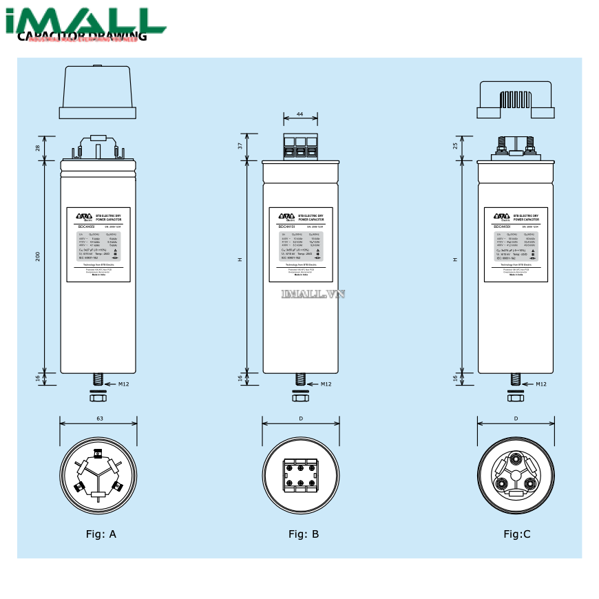 Tụ bù chống cháy nổ BTB ELECTRIC BDC5250I (50kVAr, 525V)0