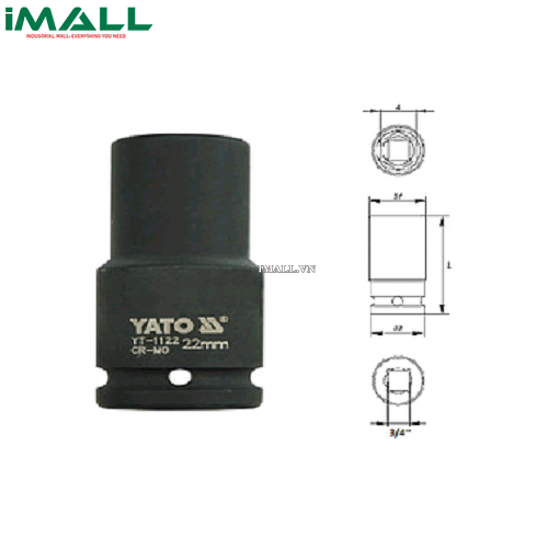 Khẩu mở ốc bulông loại dài Yato YT-1122 (3/4", 22mm)