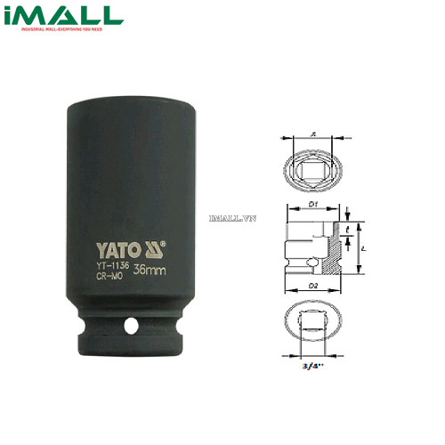 Khẩu mở ốc bulông loại dài Yato YT-1136 (3/4", 36mm)0