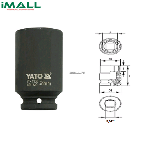 Khẩu mở ốc bulông loại dài Yato YT-1138 (3/4", 38mm)