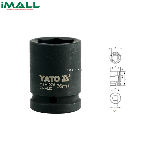 Khẩu mở ốc cho súng Yato YT-1076 (3/4" , 26mm)0