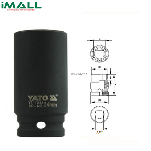 Khẩu tuýp vặn dài Yato YT-1044 (1/2", 24mm)0