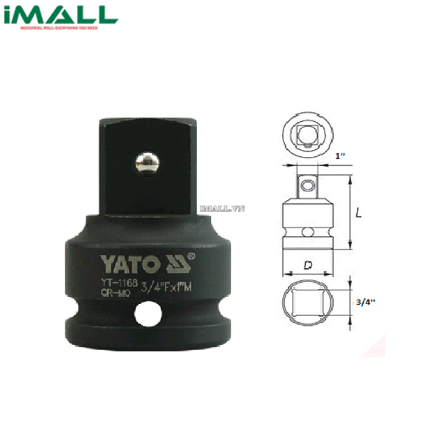 Đầu nối hệ inch Yato YT-1164 (3/4", L=102mm)