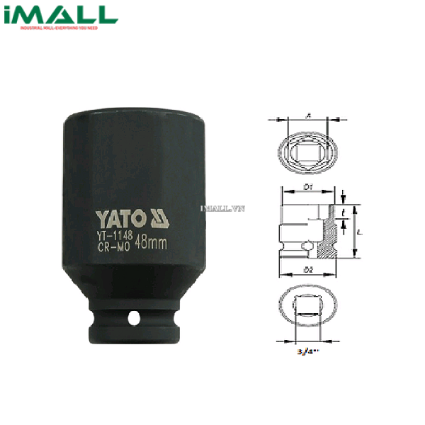 Khẩu mở ốc bulông loại dài Yato YT-1148 (3/4", 48mm)0