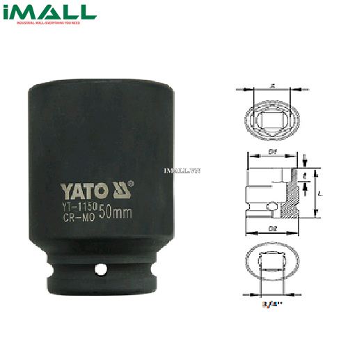 Khẩu mở ốc bulông loại dài Yato YT-1150 (3/4", 50mm)
