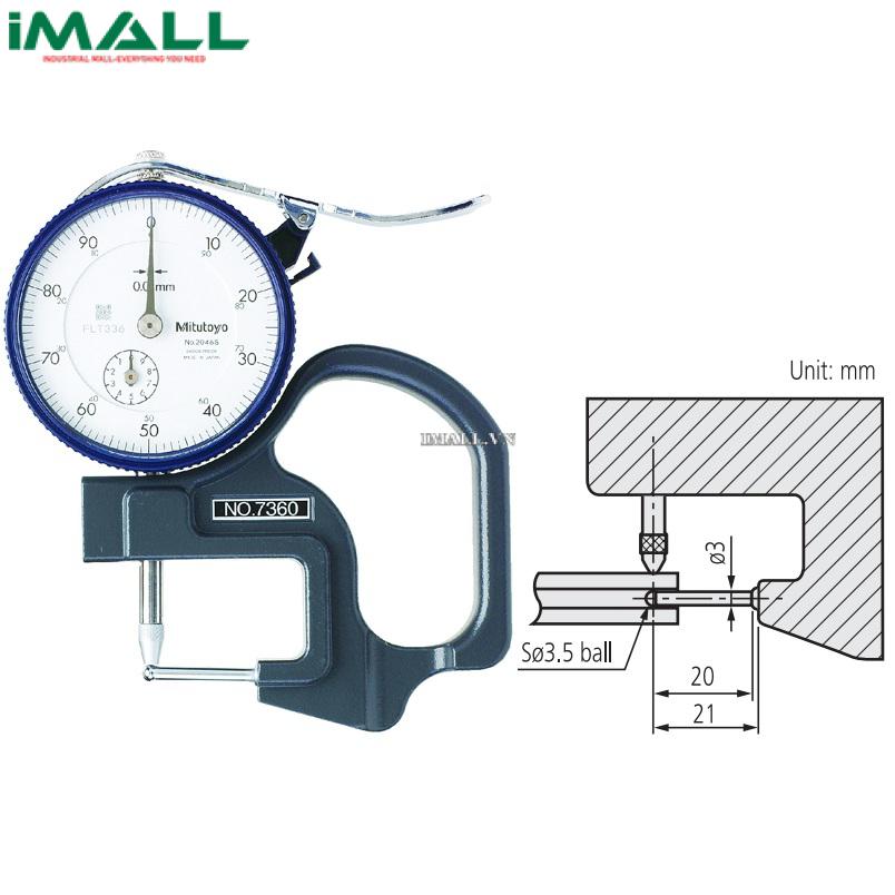 Đồng hồ đo độ dày vật liệu kiểu cơ MITUTOYO 7360A (0-10mm/ 0.01mm)0