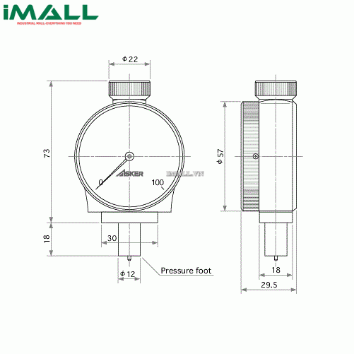 Đồng hồ đo độ cứng cao su ASKER Type AL (550~ 8050 mN)0