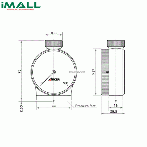 Đồng hồ đo độ cứng cao su ASKER Type D (0~ 44500 mN)0