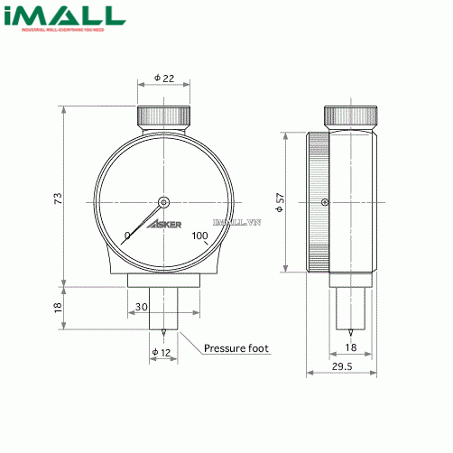 Đồng hồ đo độ cứng cao su ASKER Type DL (0~ 44500 mN)0