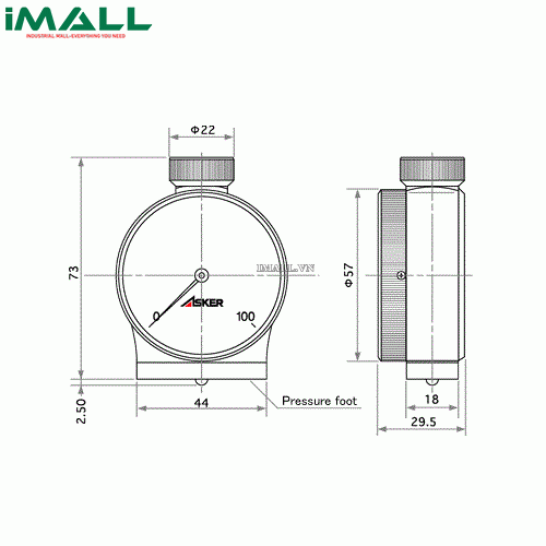 Đồng hồ đo độ cứng cao su ASKER Type E (550~ 8050 mN)0