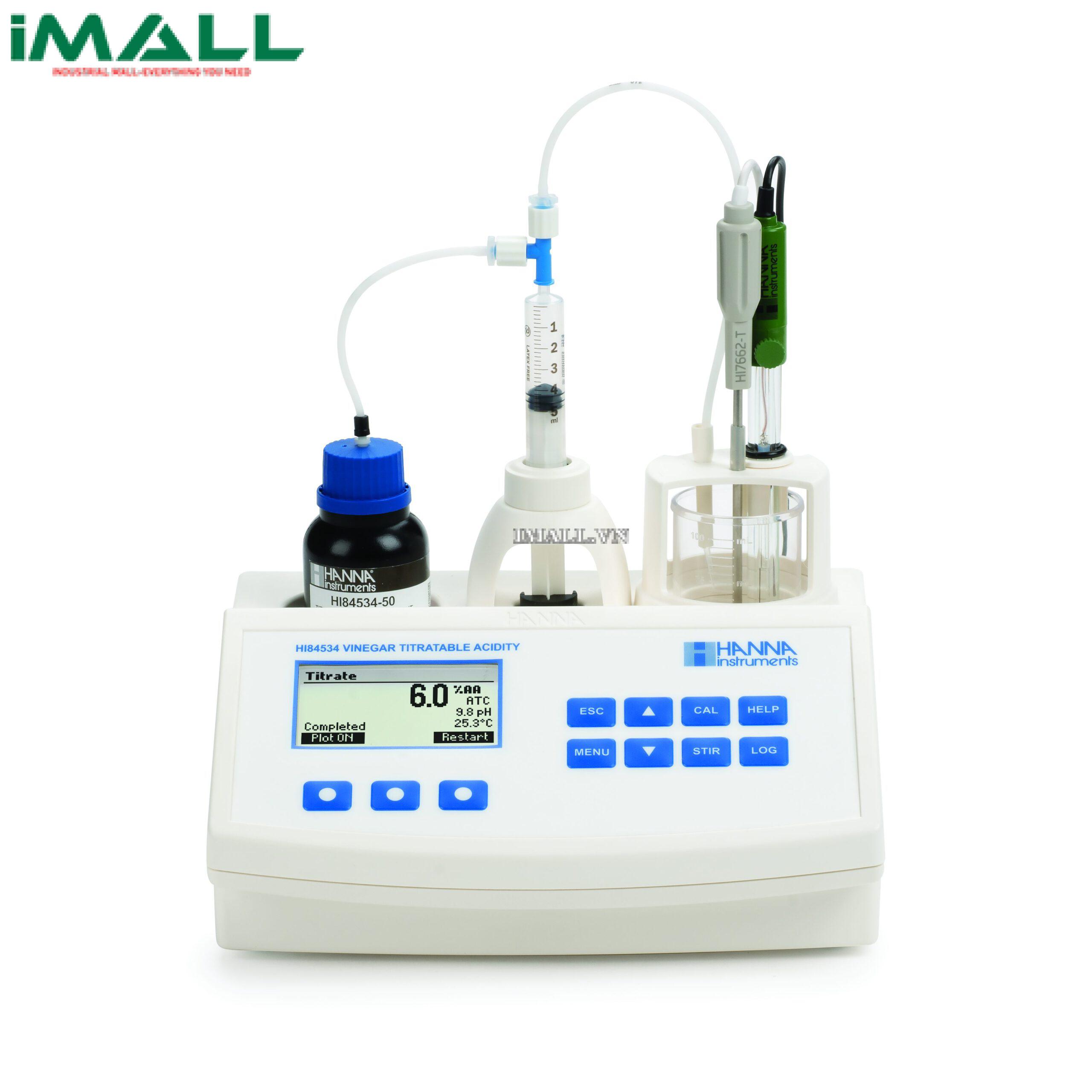 Máy chuẩn độ mini đo pH và nồng độ axit trong giấm HANNA HI84534-020