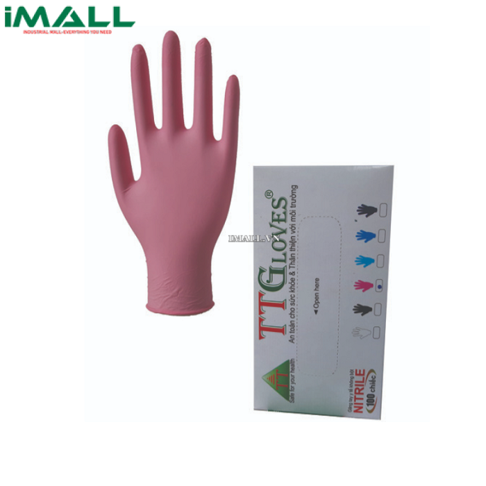 Găng tay y tế Nitrile màu hồng 3.5gr TT Gloves0