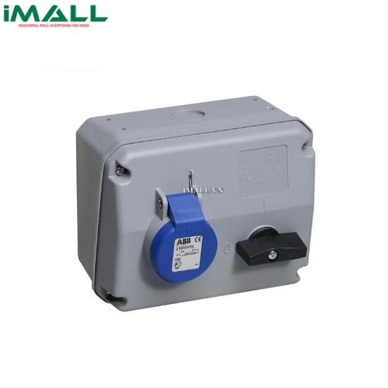 Ổ cắm + khóa liên động ngang ABB 216MHS6 16A 2P+E 220-250V IP44 (2CMA167623R1000)