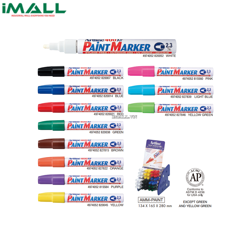Bút sơn công nghiệp màu cam Artline 400XF PAINT MARKER EK-400XF (2.3mm)