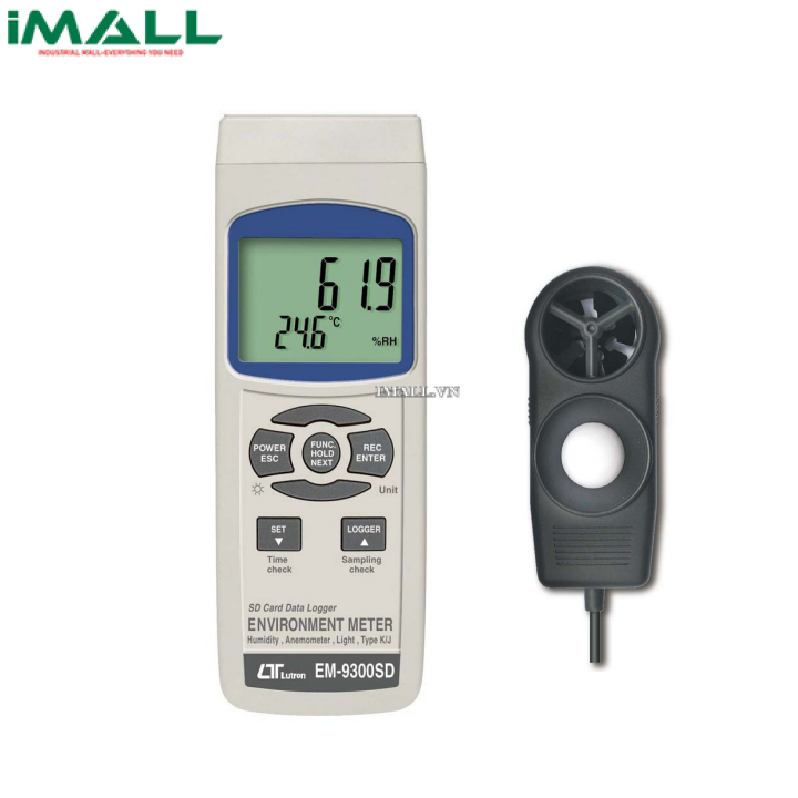 Thiết bị đo tốc độ gió, ánh sáng, nhiệt độ, độ ẩm môi trường LUTRON EM-9300SD