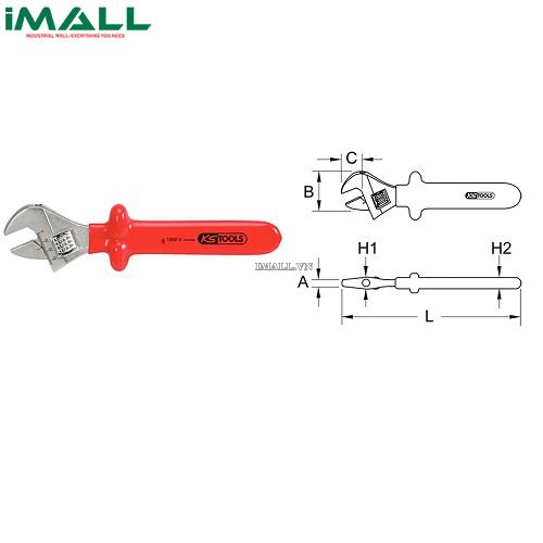 Mỏ lết KS Tools 117.1250 (0-24 mm cách điện 1000V)