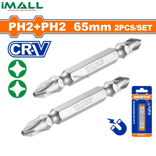 Bộ 2 Mũi bắt vít 2 đầu PH2+SL6 65mm Wadfow WSV0K110