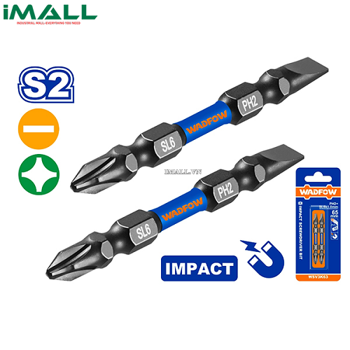 Bộ 2 Mũi bắt vít đóng 2 đầu PH2+SL6 65mm Wadfow WSV3K630
