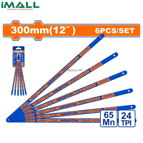 Bộ 6 lưỡi cưa khung cưa sắt 300mm(12") 24T Wadfow WHB21240