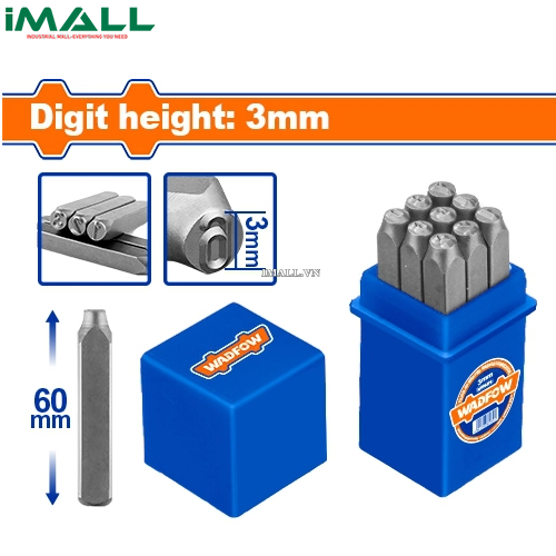 Bộ 9 mũi đột chữ số 3mm Wadfow WCC95930